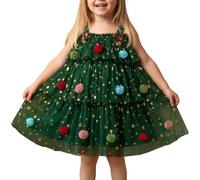 JiAmy Vestido de Navidad para Bebé Niña Vestido de Árbol de Navidad con Lentejuelas de Estrella y Tul sin Mangas Conjunto para Fiesta de Cumpleaños y Sesión de Fotos con Tarta para Niñas de 12 Meses a