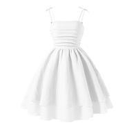 JiAmy Vestido de tirantes delgados para niñas y niñas, vestido de verano casual para playa, vestido midi para adolescentes, vestido de graduación para 7-12 años, blanco, 9-10 años