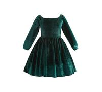 JiAmy Vestidos de fiesta de terciopelo para niñas, manga larga, para festivales, Navidad, cumpleaños, princesa, otoño e invierno, vestido para niños de 1 a 5 años, verde, 3-4 años