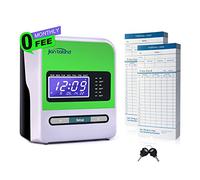 JIAN BOLAND Relojes de tiempo para empleados y pequeñas empresas, reloj automático de ahorro de luz diurna, sin cintas de tinta, 0 tarifa mensual incluye 50 tarjetas de tiempo y 2 llaves
