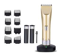 Jian Ya Na Clippers de pelo profesional para hombres y bebés, 2 baterías recargables, 8 peines de carga kit de muelle principal del peluquero Oro