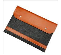 JIAN YA NA Funda Macbook Sleeve, Ultra Slim Felt & Funda de Cuero de la PU Funda Funda Protectora Bolsa de Viaje portátil Funda portátil para Todas Las 15-15,4", Marrón