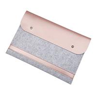 JIAN YA NA Funda Macbook Sleeve, Ultra Slim Felt & Funda de Cuero de la PU Funda Funda Protectora Bolsa de Viaje portátil Funda portátil para Todas Las 15-15,4", Oro Rosa