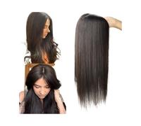 JIANBOHAIRS 10-24 Inch Human Hair Toppers 12x13 cm Silk Base Middle Part Straight VirginHair for Women with ThinningHair for Thinning Hair(Natural Black,24 inches)