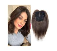 JIANBOHAIRS 10 Inch Human Hair Topper for Women 13X12cm Breathable Swiss Lace Base Natural Hairline Hairpieces Add Hair Volume for Thinning Hair(Dark brown)