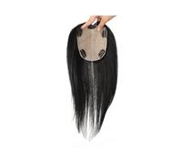 JIANBOHAIRS 12x13 cm Silk Base Human Hair Topper, Natural Scalp Top HairExtension for Women Clip in Hairpiece for Thinning Hair(Natural Black,16 inches)