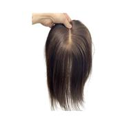 JIANBOHAIRS 12x13 cm Silk Base Human Hair Topper, Natural Scalp Top HairExtension for Women Clip in Hairpiece for Thinning Hair(Dark Brown,8 inches)