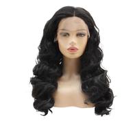 JIANBOHAIRS 13 × 4 HD Lace Front Peluca para mujer, peluca larga ondulada, sintética negra para cabello fino (66 cm)
