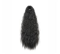 JIANBOHAIRS 22 Inch Drawstring Ponytail for Black Women Deep Curly Synthetic Hairpieces Kinky Pony Tail for Daily Use Daily Wear(1B)