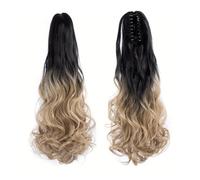 JIANBOHAIRS 22" Long Curly Claw Ponytails for Women Fluffy Tail Fake Hair Natural Hairpieces for Daily Use Daily Wear(1BT16)
