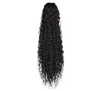 JIANBOHAIRS 30inch Long Curly Ponytail Extension,Synthetic Water Wave Drawstring Thick Pony Tail for Women with 2 Clips Daily Wear(Dark Brown2)