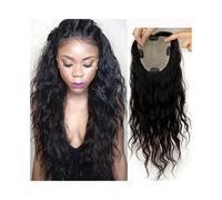 JIANBOHAIRS 8"-22" Loose Wavy Human Hair Topper, Natural Color 15x16 cm Swiss Lace Base HairPieces Add Haires Volume for Thinning Hair(10inches)