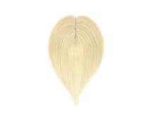 JIANBOHAIRS Adorno de cabello humano for mujer, postizo superior con Base de seda de 7x13CM, extensiones de cabello con Clip for Thinning Hair(14 inches,Bleach Blonde)
