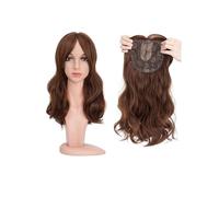 JIANBOHAIRS Adornos de pelo ondulado for mujer, 18 pulgadas, con flequillo, postizos sintéticos que añaden volumen de cabello, adornos de pelo de capas largas for Thinning Hair(Light brown)
