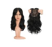 JIANBOHAIRS Adornos de pelo ondulado for mujer, 18 pulgadas, con flequillo, postizos sintéticos que añaden volumen de cabello, adornos de pelo de capas largas for Thinning Hair(Jet Black)