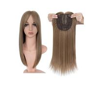 JIANBOHAIRS Adornos for el cabello de 6x6 pulgadas con flequillo for mujeres, postizos sintéticos, pelucas con Clip recto en extensión de cabello for Thinning Hair(Natural Blonde,14inches)