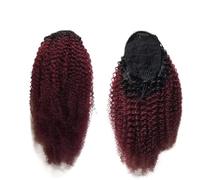 JIANBOHAIRS Cabello humano de cola de caballo rizado afro rizado, pelos vírgenes brasileños, extensión de cola de caballo con cordón de soplo for mujeres negras Daily Wear(1B 99j,12 inch)