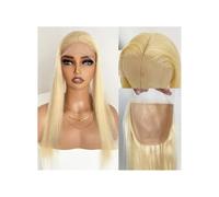 JIANBOHAIRS Cierre de encaje superior de seda de 5'' x 5'', base de seda rubia 613, cabello humano virgen, prearrancado, postizos lisos for Thinning Hair(BLONDE With Clips,18 inch)