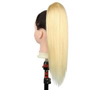 JIANBOHAIRS Cola de caballo larga, lisa y rubia con cordón ajustable, postizos, extensiones de cabello con clip, suaves y naturales for mujer Daily Wear(16inch)