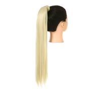 JIANBOHAIRS Coleta rubia envolvente, larga, lisa, por encima de la cabeza, extensión de cabello sintético liso con clip, peluca falsa, peluquín Daily Wear(Beach blonde,32inches)