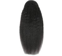 JIANBOHAIRS Cordón rizado rizado cola de caballo cabello humano Remy, colas de caballo envolver extensiones de pelo clip en piezas afro for mujeres, negro natural Daily Wear(16 inch)