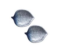 JIANBOHAIRS Cuencos de cerámica for inmersión, platos de salsa de soja en forma de hoja for aperitivos de Sushi, 2 uds. for Seasoning, Appetizer, Vinegar, Ketchup(Blue)