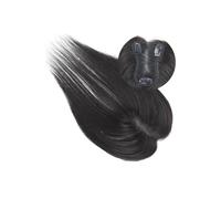 JIANBOHAIRS Decoración de pelo humano con flequillo para cortina, 8 x 11 cm, base de encaje suizo, atada a mano, ligera, transpirable, con 3 clips, para mujeres para cabello fino (negro natural)