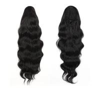 JIANBOHAIRS Drawstring Human Hair Ponytail Extension Natural Black for Women Body Wave Pony Tail Daily Wear(12inch)