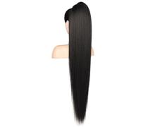 JIANBOHAIRS Extensión brasileña de la cola de caballo del cabello humano de la Virgen, extensiones de la cola de caballo del cordón recto for las mujeres, negro natural Daily Wear(16 inch)