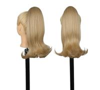 JIANBOHAIRS Extensión de cabello de cola de caballo con cordón corto de 14 pulgadas for mujeres negras, coletas rectas con rizos finales, postizos sintéticos falsos Daily Wear(22H60)