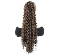 JIANBOHAIRS Extensión de cola de caballo con cordón de 24 pulgadas for mujeres negras, postizos de pelo sintético rizado profundo, cola de caballo Afro rizada for uso diario Daily Wear(6AH12)