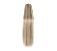 JIANBOHAIRS Extensión de cola de caballo de cabello humano, cabello humano Remy con cordón, cola de caballo larga y recta, postizo castaño dorado, mezcla de rubio Daily Wear(20inch)