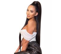 JIANBOHAIRS Extensión de coleta recta con cordón ajustable, coletas de cabello humano for mujer, postizos con clip for uso diario. Daily Wear(20inch)