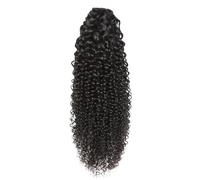 JIANBOHAIRS Extensiones de cabello afro rizado ondulado con clip en cola de caballo for mujeres, coletas de cabello humano brasileño for uso diario, negro natural Daily Wear(20 inch)