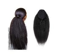 JIANBOHAIRS Extensiones de cabello con clip de 25 a 60 cm, coletas rectas y rizadas con cordón for mujeres negras, postizos negros naturales Daily Wear(18inch(105g)))