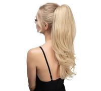 JIANBOHAIRS Extensiones de cabello con cola de caballo con Clip de 22 pulgadas for mujer, pelo largo y recto y rizado de cola de caballo, pieza sintética falsa for uso diario Daily Wear(Light Blonde)