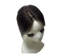JIANBOHAIRS Extensiones de cabello humano con flequillo, base de encaje de 8 x 11 cm for uso diario de mujer. for Thinning Hair(Side Bang Dark Brown)