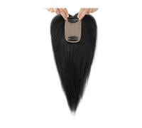JIANBOHAIRS Extensiones de cabello humano con flequillo para mujer, 25 cm de largo con clip para cabello fino, base de seda de 8,9 x 6,4 cm (Blakc)
