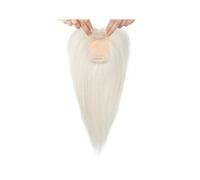 JIANBOHAIRS Extensiones de cabello humano con flequillo para mujer, 25 cm de largo con clip para cabello fino, base de seda de 8,9 x 6,4 cm (rubio blanco)