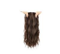 JIANBOHAIRS Extensiones De Cabello Ondulado 50 Cm, Sintéticas Largas Y Rizadas Con Base Grande 15 X 15, Encaje Central Clip For Mujeres Fino for Thinning Hair(Brown)