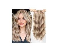 JIANBOHAIRS Extensiones De Cabello Ondulado 50 Cm, Sintéticas Largas Y Rizadas Con Base Grande 15 X 15, Encaje Central Clip For Mujeres Fino for Thinning Hair(Light brown blonde)