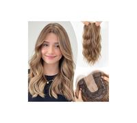 JIANBOHAIRS Extensiones De Cabello Ondulado 50 Cm, Sintéticas Largas Y Rizadas Con Base Grande 15 X 15, Encaje Central Clip For Mujeres Fino for Thinning Hair(Light blonde)