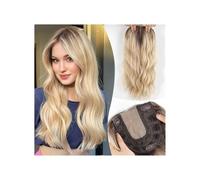 JIANBOHAIRS Extensiones De Cabello Ondulado 50 Cm, Sintéticas Largas Y Rizadas Con Base Grande 15 X 15, Encaje Central Clip For Mujeres Fino for Thinning Hair(Ombre Brown Blonde)