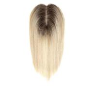 JIANBOHAIRS Extensiones de cabello sintético liso y sedoso de 10 pulgadas for mujer, sin flequillo, con base de encaje de 4,3 x 3,2 pulgadas. for Thinning Hair(Ombre Brown Blonde)