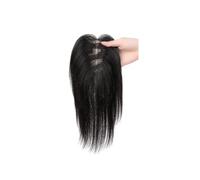 JIANBOHAIRS Extensiones de cabello sintético liso y sedoso de 10 pulgadas for mujer, sin flequillo, con base de encaje de 4,3 x 3,2 pulgadas. for Thinning Hair(Natural Black)