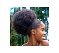 JIANBOHAIRS Extensiones de cola de caballo sintética afro grande con cordón ajustable de 10 pulgadas, cabello corto y rizado, con 2 pinzas for Thinning Hair(Natural black)