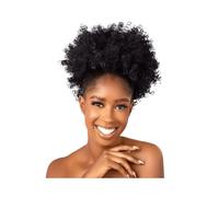 JIANBOHAIRS Extensiones de cola de caballo sintéticas afro de 10 pulgadas con cordón ajustable for mujeres negras, moño de pelo rizado y rizado. for Thinning Hair(Jet brown)