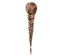 JIANBOHAIRS Extensiones de coleta trenzada de 38 cm for mujer, postizos sintéticos rizados con cordón ajustable y clip. Daily Wear(Light Brown Mix Gold)