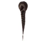 JIANBOHAIRS Extensiones de coleta trenzada de 38 cm for mujer, postizos sintéticos rizados con cordón ajustable y clip. Daily Wear(Black Brown)
