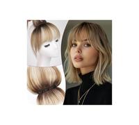 JIANBOHAIRS Flequillo De Cabello Humano For Mujeres, 3D, Ralo, Clips Color Marrón Natural, Con Postizo, Cobertura Total 360° for Thinning Hair(Ombre Ash Blonde)